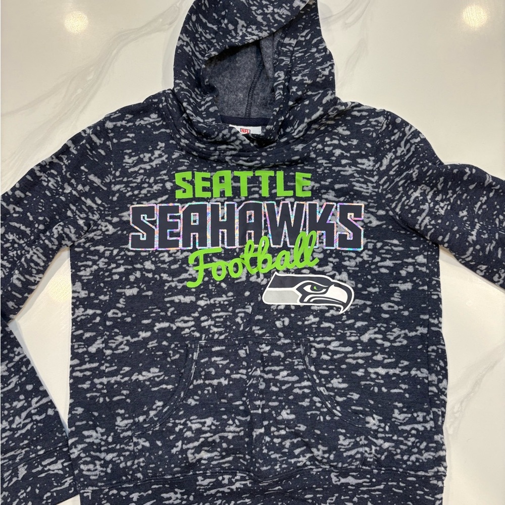 Seattle Seahawks Kids Football Hoodie - Navy and Gray